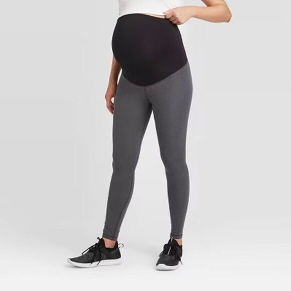 Over Belly Active Maternity Leggings - Isabel Mate Gray - Picture 2 of 4